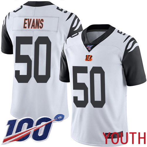 Cincinnati Bengals Limited White Youth Jordan Evans Jersey NFL Footballl 50 100th Season Rush Vapor Untouchable